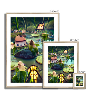 Water Lilly Fairy Village Framed & Mounted Print