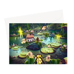 Water Lilly Fairy Village Greeting Card