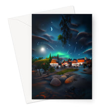 Load image into Gallery viewer, Norrsken i Åkersberga/Northern Lights in Åkersberga Sweden Greeting Card
