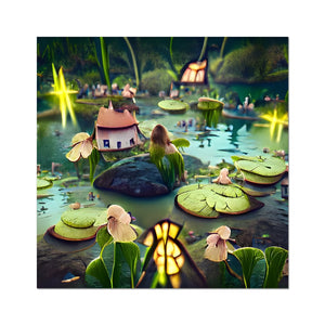 Water Lilly Fairy Village Fine Art Print