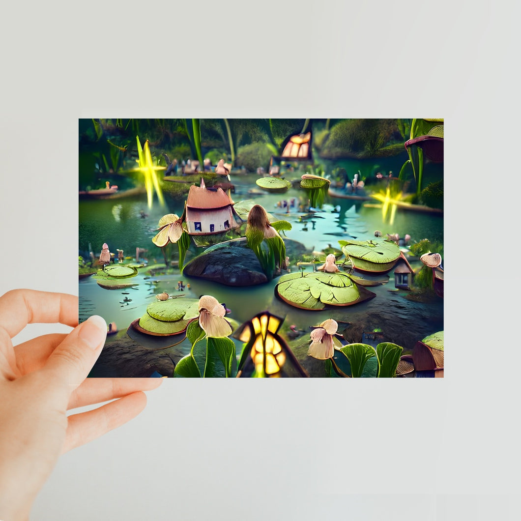 Water Lilly Fairy Village Classic Postcard
