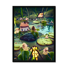 Ladda upp bild till gallerivisning, Water Lilly Fairy Village Framed Print
