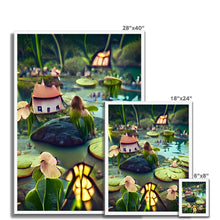 Load image into Gallery viewer, Water Lilly Fairy Village Framed Print
