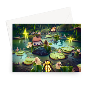 Water Lilly Fairy Village Greeting Card
