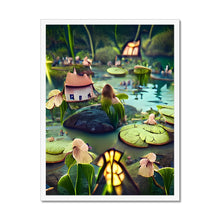 Ladda upp bild till gallerivisning, Water Lilly Fairy Village Framed Print
