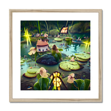 Load image into Gallery viewer, Water Lilly Fairy Village Framed &amp; Mounted Print
