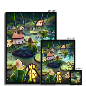 Water Lilly Fairy Village Framed Print