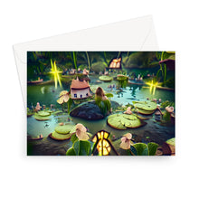 Load image into Gallery viewer, Water Lilly Fairy Village Greeting Card
